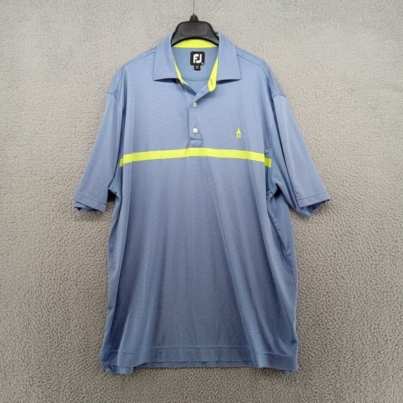 FooJoy Shirt Mens XL Blue‎ Pinpoint Green Colorblock Golf Polo Unknown Club Logo - Picture 1 of 7